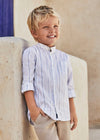 Camicia bottone manica bambino Mayoral bianca righe blu