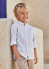 Camicia bottone manica bambino Mayoral bianca righe blu