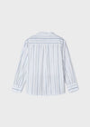 Camicia bottone manica bambino Mayoral bianca righe blu