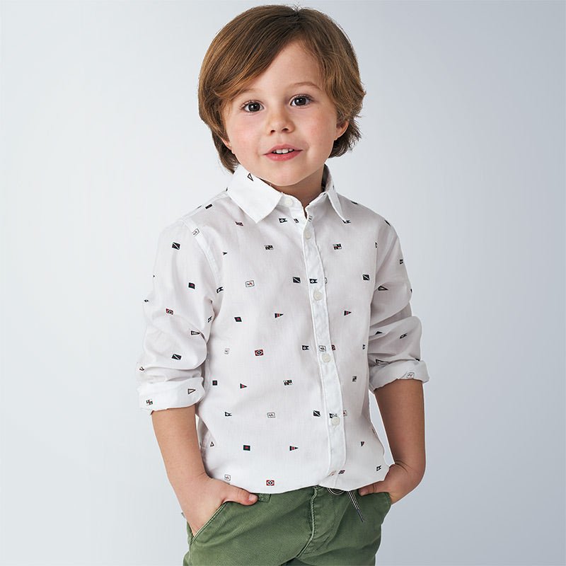 Camicia maniche lunghe bambino Mayoral fantasia bandiere - ErreGiModaBimbo