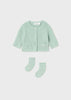 Cardigan con calzini Mayoral Newborn in filo di cotone verde - ErreGiModaBimbo