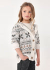 Cardigan jacquard bambina Mayoral fantasia grigio beige - ErreGiModaBimbo