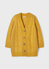 Cardigan lungo tricot bambina Mayoral trecce giallo - ErreGiModaBimbo