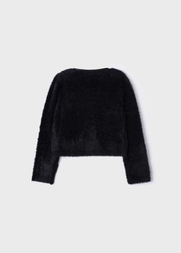 Cardigan pellicciotto bambina Mayoral nero - ErreGiModaBimbo