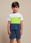 Completo 2 pezzi bambino Mayoral blocchi verde e blu "WAWE"