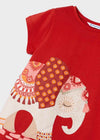 Completo 2 pezzi fresco cotone bambina Mayoral "Elefante tribale" Arancia - ErreGiModaBimbo