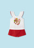 Completo 2 pezzi fresco cotone bambina Mayoral "Pappagalli" Arancia