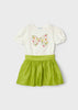 Completo 2 pezzi bambina Mayoral con gonna verde kiwi