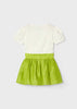 Completo 2 pezzi bambina Mayoral con gonna verde kiwi