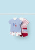 Completo 2 pezzi neonato Mayoral Newborn rosso e azzurro"Fish"