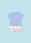 Completo 2 pezzi neonato Mayoral Newborn rosso e azzurro"Fish"