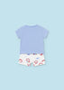 Completo 2 pezzi neonato Mayoral Newborn rosso e azzurro"Fish"