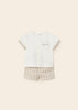 Completo bermuda e camicia in lino neonato Mayoral Newborn beige - ErreGiModaBimbo