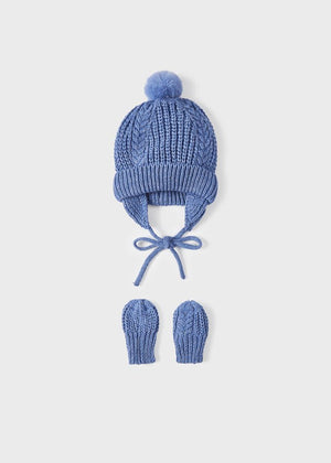 Completo cappello e manopole neonato Mayoral blu - ErreGiModaBimbo