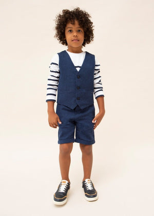 Gilet elegante lino bambino Mayoral tailoring blu - ErreGiModaBimbo