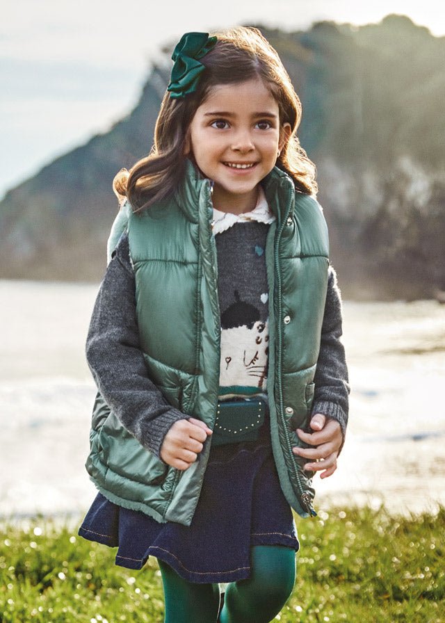 Giubbino smanicato reversibile bambina Mayoral verde ErreGiModaBimbo