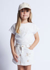 Gonna in twill ricamato bambina Mayoral color crema