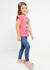 Leggings lungo fresco cotone bambina Mayoral effetto jeans stampa fiori - ErreGiModaBimbo