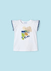 T-Shirt fresco cotone bambina Mayoral applicazioni bianca-blu