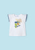 T-Shirt fresco cotone bambina Mayoral applicazioni bianca-blu