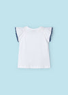 T-Shirt fresco cotone bambina Mayoral applicazioni bianca-blu