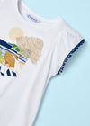 T-Shirt fresco cotone bambina Mayoral applicazioni bianca-blu