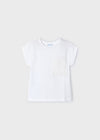 T-Shirt fresco cotone bambina Mayoral tachino ricamato bianca