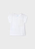 T-Shirt fresco cotone bambina Mayoral tachino ricamato bianca