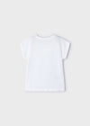 T-Shirt fresco cotone bambina Mayoral tachino ricamato bianca