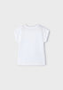 T-Shirt fresco cotone bambina Mayoral tachino ricamato bianca