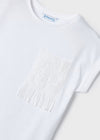 T-Shirt fresco cotone bambina Mayoral tachino ricamato bianca