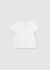 Mayoral white fresh cotton embroidered T-shirt for newborns