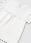 Mayoral white fresh cotton embroidered T-shirt for newborns