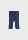 Mayoral indigo blue fresh cotton slim fit newborn trousers