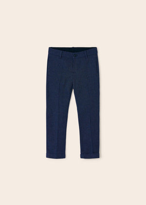 Pantalone lungo modello chino tailoring blu cotone bambino Mayoral - ErreGiModaBimbo