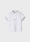 Mayoral white children's polo shirt with Korean collar