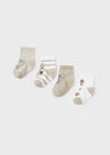 Set of 4 pairs of Mayoral Newborn Beige organic cotton fresh baby socks