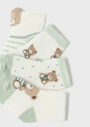 Set 4 paia calzini neonato Mayoral Newborn con stampa orsetti verde - ErreGiModaBimbo