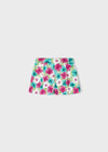 Short satinato bambina Mayoral floreale fucsia e turchese