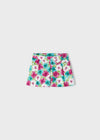 Short satinato bambina Mayoral floreale fucsia e turchese