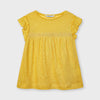 T-shirt blusa bambina Mayoral ricami giallo mostarda - ErreGiModaBimbo