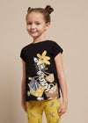 T-Shirt fresco cotone bambina Mayoral stampa "Zebra" nera