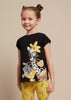 T-Shirt fresco cotone bambina Mayoral stampa "Zebra" nera