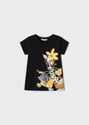 T-Shirt fresco cotone bambina Mayoral stampa "Zebra" nera