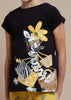 T-Shirt fresco cotone bambina Mayoral stampa "Zebra" nera