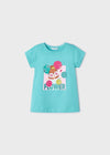 T-Shirt fresco cotone bambina Mayoral stampata Turchese