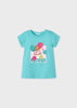 T-Shirt fresco cotone bambina Mayoral stampata Turchese