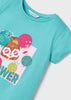 T-Shirt fresco cotone bambina Mayoral stampata Turchese