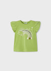 T-Shirt fresco cotone bambina Mayoral stampata verde