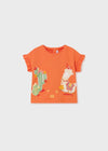 T-Shirt fresco cotone neonata Mayoral arancione "Cactus"